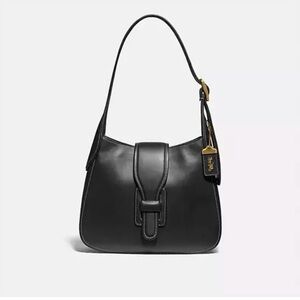 Coach Restored Courier Hobo Black Leather Shoulder Bag | Brass Hardware
